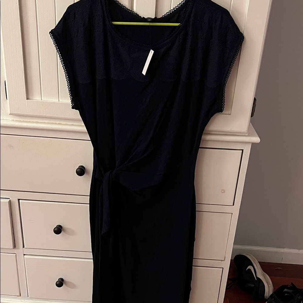Talbots Navy side tie Dress size L